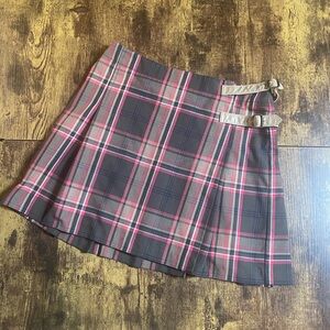 Tommy Hilfiger Gray and Pink Pleated Skater Mini Skirt